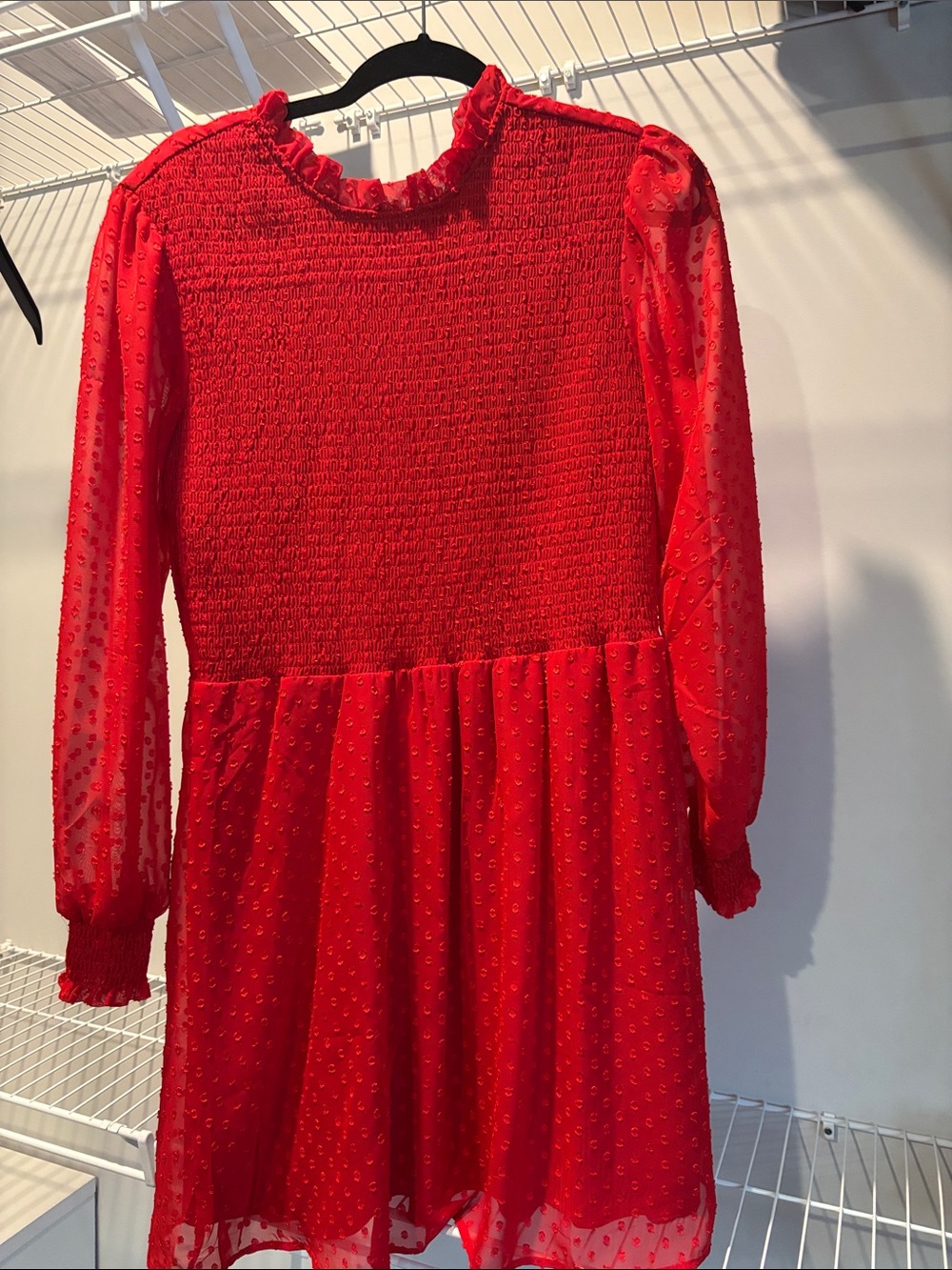 Crystal Doll Red Smocked Chiffon Party Dress for Girls